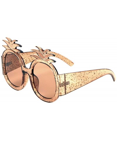 Round Party Pineapple Shape Crystal Sunglasses - Brown - CT197U6607K $10.96 Round