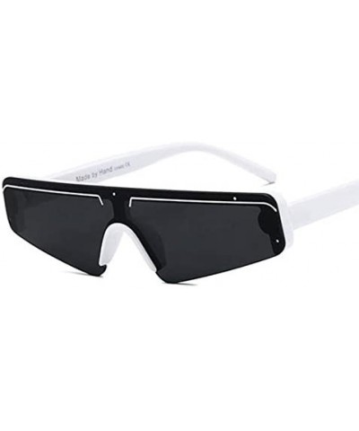 Flat Top Half Frame Sunglasses Women Retro Stripe Men Shades Rimless - Red Black - C418Y8G7REY $17.80 Rectangular
