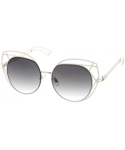 Fashion Culture Women's Oversized Laser Cut Cat Eye Sunglasses - Silver - CS18D4WXZ97 $14.68 Oversized