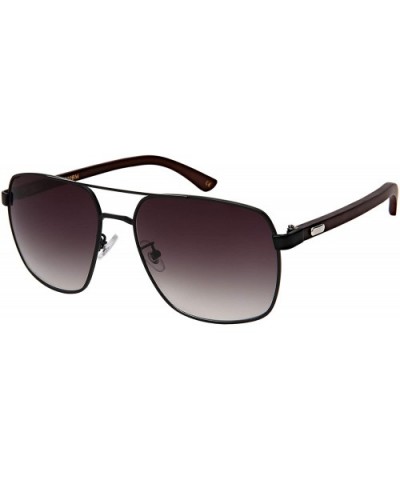 Classic Square Aviator Sunglasses w/Real Bamboo Arms For Men 1220BM-OCR - C218O89A6HW $10.82 Square