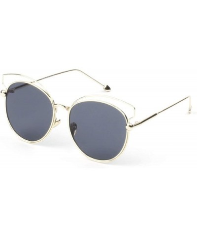 Women Modern Metal Round High Pointed Round Cat Eye UV Protection Fashion Sunglasses - Black - CH18WU8XNMO $15.10 Goggle