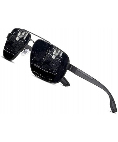 Square Frame Polarized Sunglasses for Men TR90 Elastic Leg UV400 - C3silver Blue Mirror - CD199I6INLU $8.56 Square