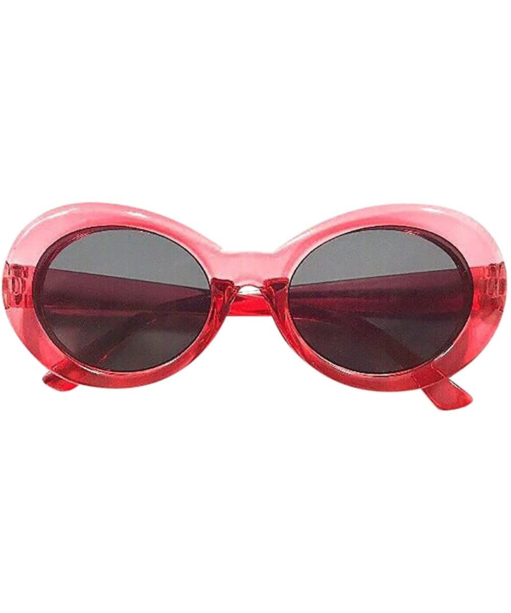 Women Fashion Sunglasses - Retro Vintage Clout Goggles Unisex Sunglasses Rapper Oval Shades Glasses - D - CE19629YRQN $7.79 A...