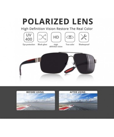 Square Frame Polarized Sunglasses for Men TR90 Elastic Leg UV400 - C3silver Blue Mirror - CD199I6INLU $8.56 Square