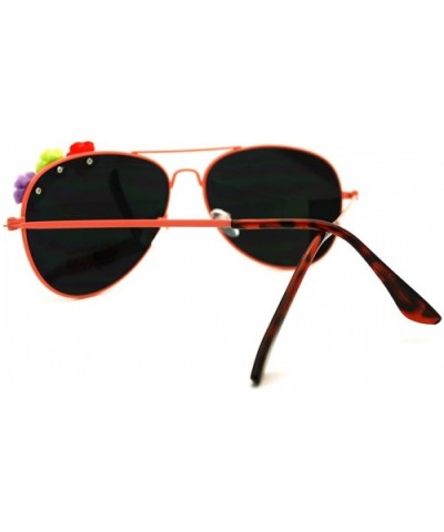 Rose Flower Decor Womens Aviator Sunglasses Thin Metal Frame - Coral - CC1869Y7OE3 $5.82 Aviator