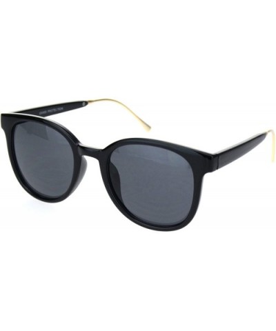 Mod Horn Rim Elegant Chic Metal Ear Loop Plastic Sunglasses - Black Gold Black - C318OIUSYSO $11.54 Rectangular