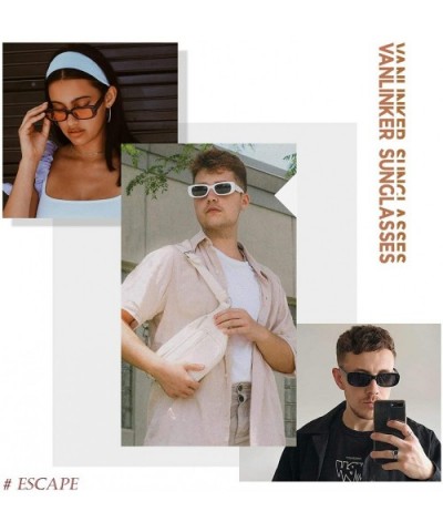 Rectangular Sunglasses for men UV Protection Small Wide Retro Frame Fashion Shades 90's Vintage Escape - CU198DLCGWG $7.76 Sq...