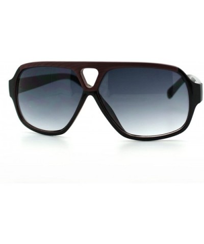 Wood Print Sunglasses Mens Flat Top Retro Angled Aviator Shades - Dark Wood Print - C511E2E22L7 $5.09 Aviator