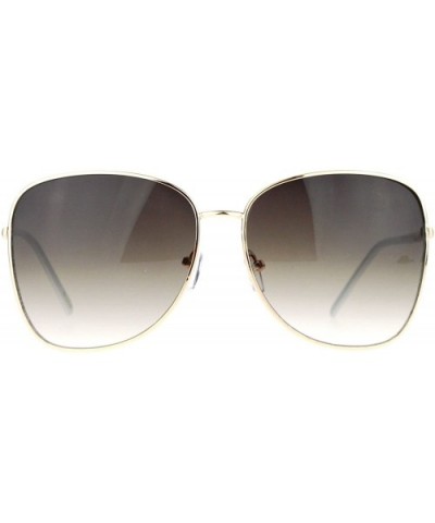 Womens Minimal Thin Metal Oversize Butterfly Sunglasses - Gold Smoke White - CX12FLPI8XL $11.19 Oversized