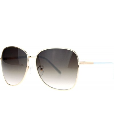 Womens Minimal Thin Metal Oversize Butterfly Sunglasses - Gold Smoke White - CX12FLPI8XL $11.19 Oversized