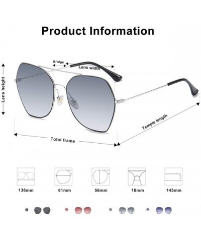 Women's Sunglasses - Large Hexagonal Ultra Light - LUMIN SJ1124 - C3 Silver Frame/Gradient Grey Lens - C118ASO2Q40 $8.48 Aviator
