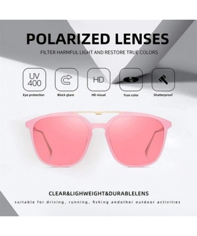 Polarized Oversized Sunglasses for Men Square Frame UV400 - C1pink - CL199HSHKAE $8.90 Square