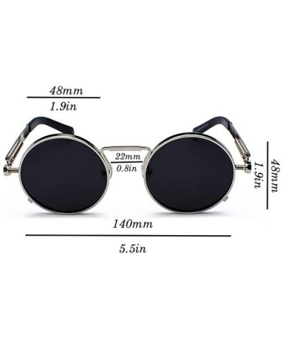 Unisex Retro Round Sunglasses Metal Circle Steampunk Gothic Sunglasses - Pink - CL18QS0KEW5 $6.14 Aviator