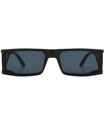 Side Shield Sunglasses Men Silver Mirror Rectangular Sun Glasses for Women Uv400 - Full Black - C1194XDWE90 $6.97 Rectangular