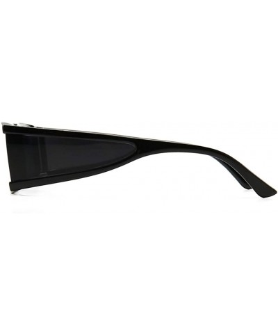 Side Shield Sunglasses Men Silver Mirror Rectangular Sun Glasses for Women Uv400 - Full Black - C1194XDWE90 $6.97 Rectangular