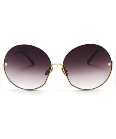 Luxury Vintage Round Sunglasses Women Fashion Half Frame Tinted Lens Oversized Sun Glasses Big Shades - CD197Y7KT9M $15.88 Ov...