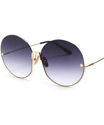 Luxury Vintage Round Sunglasses Women Fashion Half Frame Tinted Lens Oversized Sun Glasses Big Shades - CD197Y7KT9M $15.88 Ov...