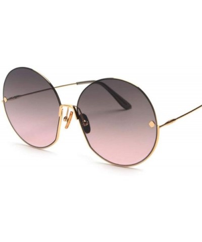 Luxury Vintage Round Sunglasses Women Fashion Half Frame Tinted Lens Oversized Sun Glasses Big Shades - CD197Y7KT9M $15.88 Ov...