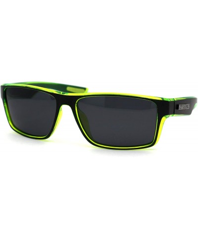 Polarized 90s Classic Rectangle Light Weight Plastic Sunglasses - Matte Black Green Black - C1195E8YA79 $10.13 Rectangular