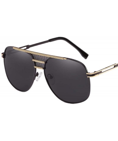 Boxed metal polarizing sunglasses shades European and American style large frame sunglasses - B - CT18Q0K4665 $28.37 Aviator