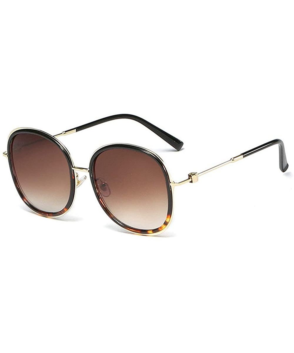2019 new ladies fashion round metal border retro trend brand designer sunglasses UV400 - Black&leopard - CW18SQ698EZ $11.13 R...