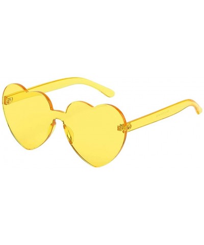 Candy Tone Colorful Heart Shaped Rimless Sunglasses Transparent Candy Color Frameless Glasses - Yellow - CN196HGWLAY $4.37 Av...