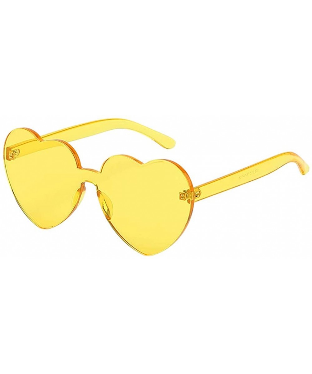 Candy Tone Colorful Heart Shaped Rimless Sunglasses Transparent Candy Color Frameless Glasses - Yellow - CN196HGWLAY $4.37 Av...