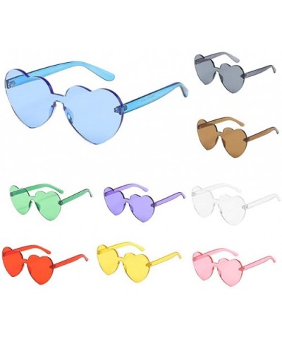 Candy Tone Colorful Heart Shaped Rimless Sunglasses Transparent Candy Color Frameless Glasses - Yellow - CN196HGWLAY $4.37 Av...