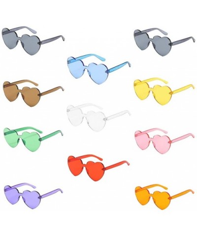 Candy Tone Colorful Heart Shaped Rimless Sunglasses Transparent Candy Color Frameless Glasses - Yellow - CN196HGWLAY $4.37 Av...