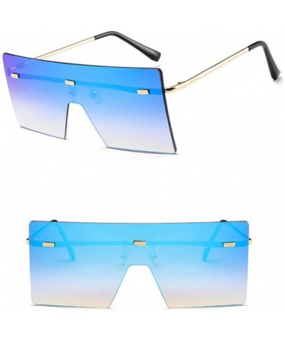 UV Protection Sunglasses for Women Men Rimless frame Square Acrylic Lens Metal Frame Sunglass - Blue - CV1902RX8MN $8.28 Oval