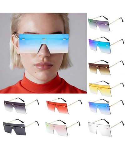 UV Protection Sunglasses for Women Men Rimless frame Square Acrylic Lens Metal Frame Sunglass - Blue - CV1902RX8MN $8.28 Oval