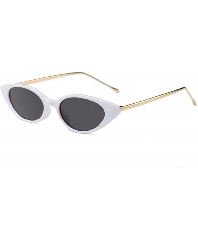Sexy Flat Mirrored Lens Slender Oval Sunglasses Small Metal Frame Gothic Glasses UV 400 - B - C318CUG4EQX $6.89 Oval