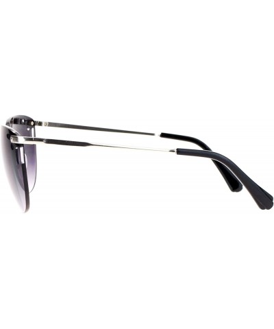 Diecut Floral Trim Rectangular Rimless Butterfly Sunglasses - Silver Smoke - CB12GMDTE1L $11.76 Butterfly