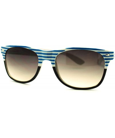 Stripe Print Square Sunglasses Classic Square Horn Rim Frame Unisex - Blue - CW11F97AI7F $8.88 Square