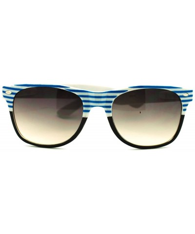 Stripe Print Square Sunglasses Classic Square Horn Rim Frame Unisex - Blue - CW11F97AI7F $8.88 Square