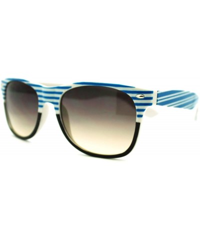 Stripe Print Square Sunglasses Classic Square Horn Rim Frame Unisex - Blue - CW11F97AI7F $8.88 Square