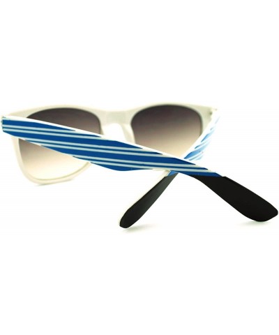 Stripe Print Square Sunglasses Classic Square Horn Rim Frame Unisex - Blue - CW11F97AI7F $8.88 Square