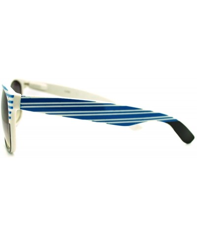 Stripe Print Square Sunglasses Classic Square Horn Rim Frame Unisex - Blue - CW11F97AI7F $8.88 Square