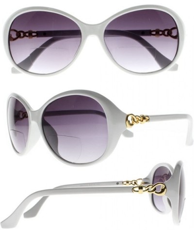 Ladies Fashion Inner Bifocal Sun Reading Glasses Tinted UV400 Sunglasses +1.0~+4.0 - White - CV18EK9XAAL $9.76 Oversized