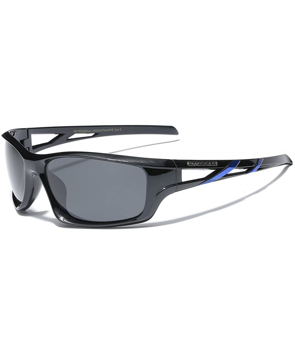 Polarized Oversized Sport Wrap Around Sunglasses - Black - Blue - C111OXJAPJL $7.23 Wrap