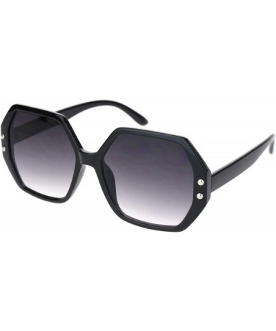 Womens Hexagon Shape Plastic Squared Mod Designer Sunglasses - Black Smoke - C018OCZGSHC $6.98 Butterfly
