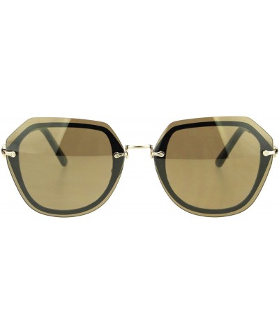 Womens Exposed Lens Pentagon Luxury Butterfly Shape Sunglasses - Gold Mirror - CQ18HSHSLGN $10.63 Butterfly