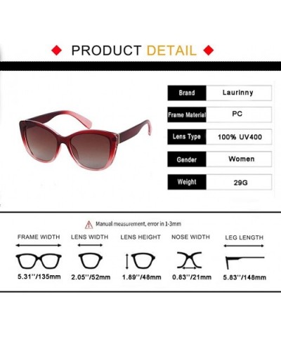 Vintage Square Women Sunglasses Cat Eye Design Frame Clear Polarized Lens - Wine Red Frame Brown Lens - CE198R9QEHI $8.63 Cat...