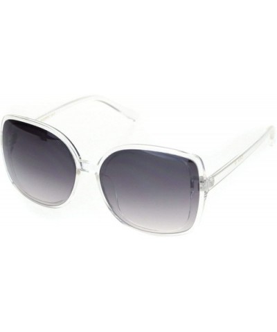 Womens Squared Horn Rim Luxury Panel Lens Sunglasses - Clear Gradient Black - CB18NUUQ9O4 $7.94 Rectangular
