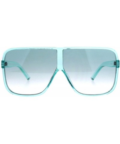 Womens Super Oversized Fashion Sunglasses Flat Top Square Translucent Frame - Mint - CT18C3MN8OY $7.51 Square