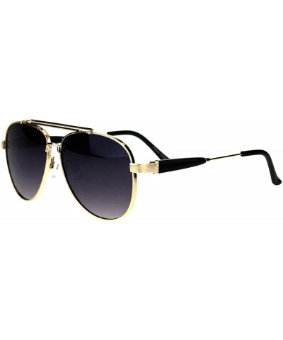 Womens Fashion Aviator Sunglasses Designer Navigator Style UV 400 - Gold Black (Smoke) - C318NC7I6SS $7.88 Aviator