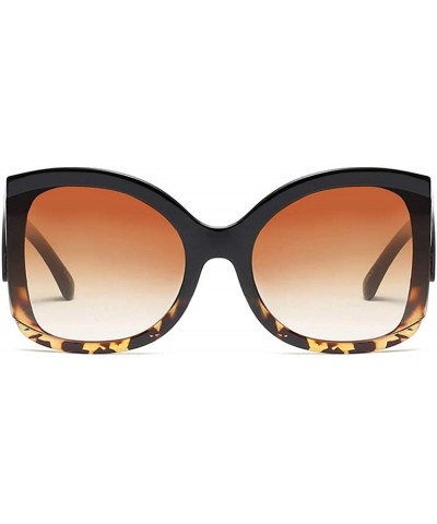 Big Vintage Square Cat-eye Sunglasses for Women Round Butterfly Irregular Temple - Tortoise Brown - C11963YOWZ0 $12.34 Butterfly