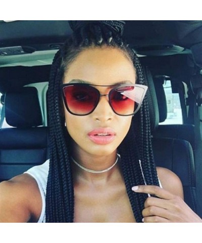 Oversized Cat Eye Sunglasses for Women Metal Frame Sun Glasses Female Gradient Eyeglasses - C6 Bule Mirror - CE19844T7SL $13....