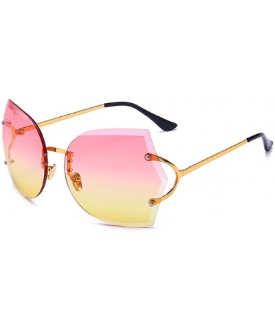 Fashion Oversized Rimless Sunglasses Women Clear Lens Glasses - B - CQ18R4WS9OC $6.74 Round