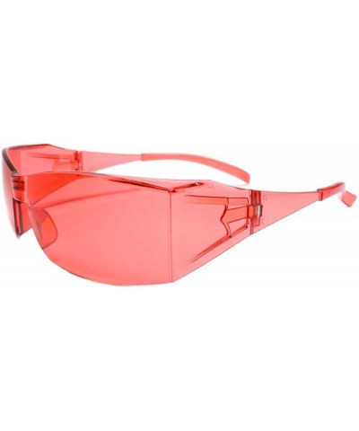 Wrap Around Futuristic Motorcycle Riding Biker Extreme Sports Sunglasses - Red - C218WECS2YX $8.34 Wrap